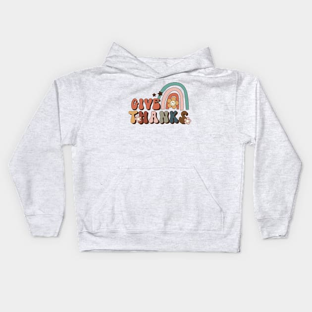 Give Thanks Rainbow Kids Hoodie by Nova Studio Designs